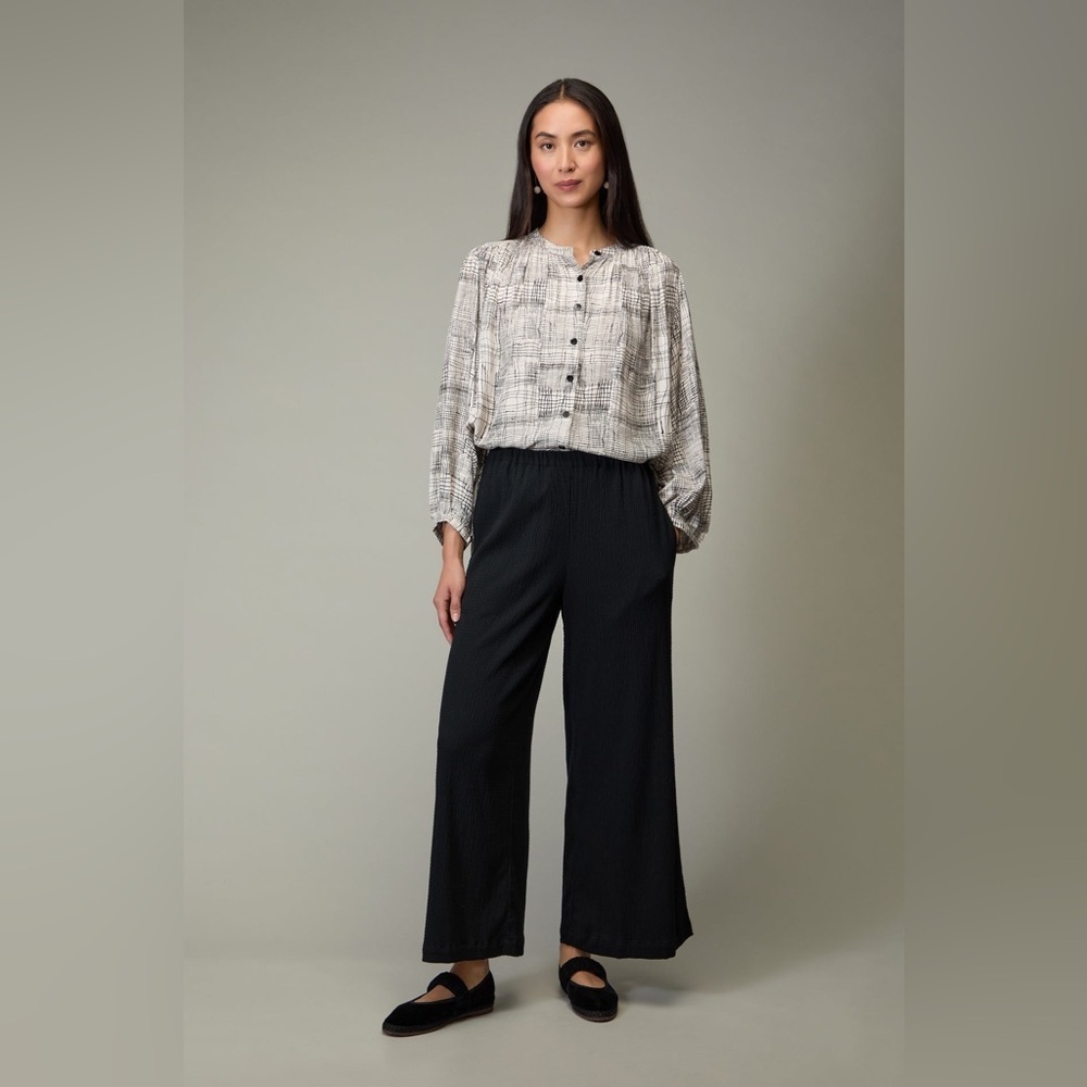 Everlane Women’s Wide Leg Pull On Crinkle Pants Black Size S - Picture 1 of 12